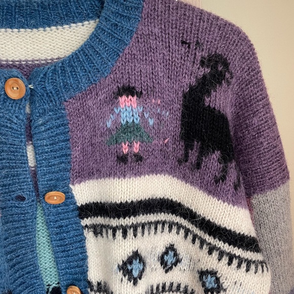 80s Hand knit wool vintage sweater - Picture 2 of 5